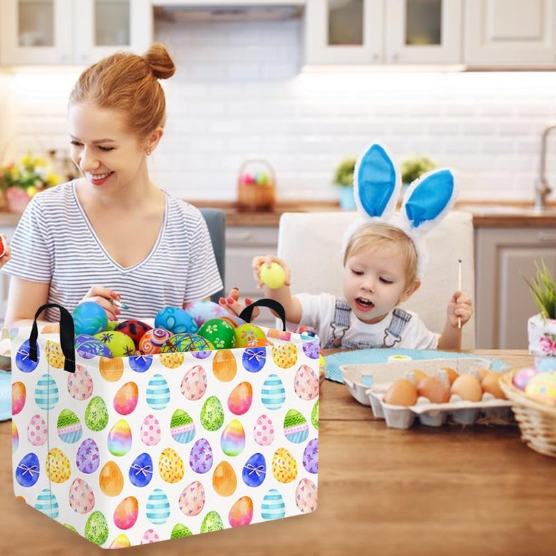 FXOCSHE Rectangular Cute Easter basket,Easter basket empty,Storage Basket for baby Bedroom,Toy Gift Organizerm,Kids Storage Bin,Gift baskets,Easters Home Decor(Blue Easters egg) - Image 5